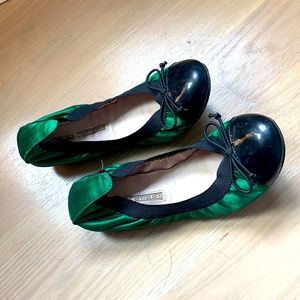 Satin Green Ballerinas